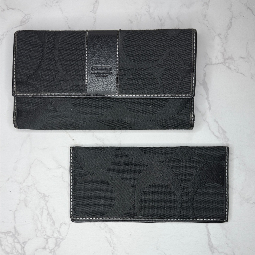 Coach Black Signature Wallet Duo